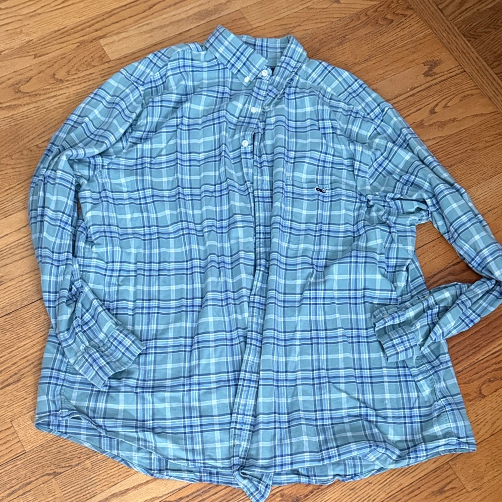 Vineyard Vines Light Blue Plaid Men's Shirt